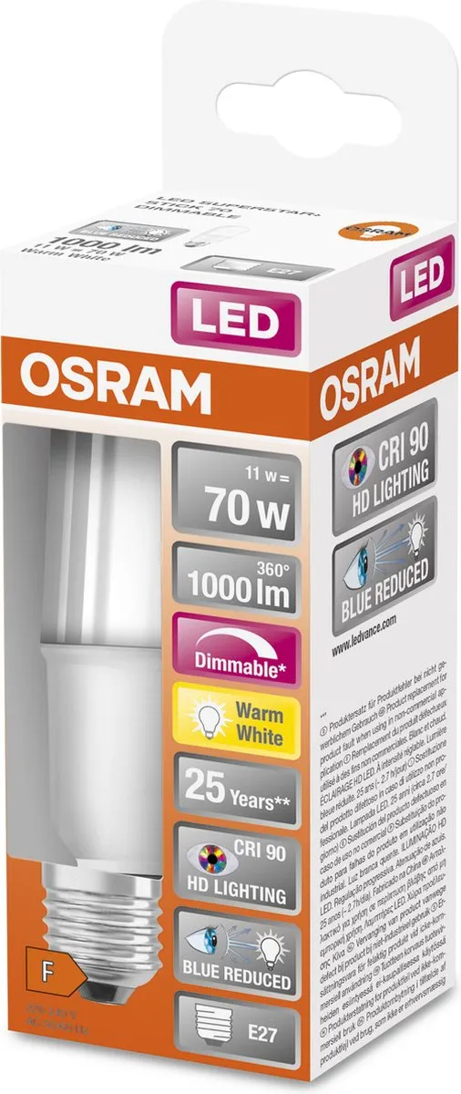Osram E27 LED Buislamp 11W 2700K - Mat - 1055 Lm