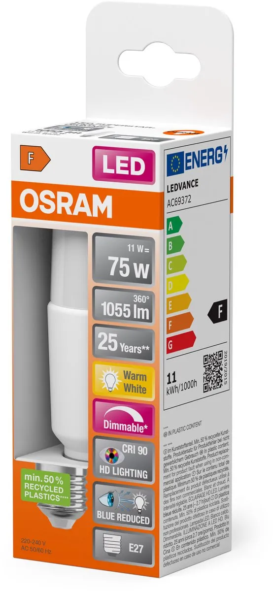 Osram E27 LED Buislamp 11W 2700K - Mat - 1055 Lm