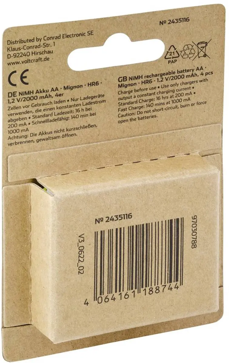 Voltcraft Endurance AA NiMH 2000mAh - 4 stuk - afbeelding 4 van 4