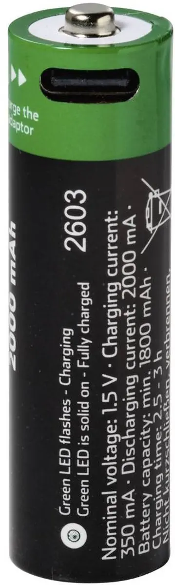 Voltcraft Oplaadbare AA batterij Li-ion 2000mAh - 4 stuk - afbeelding 3 van 4