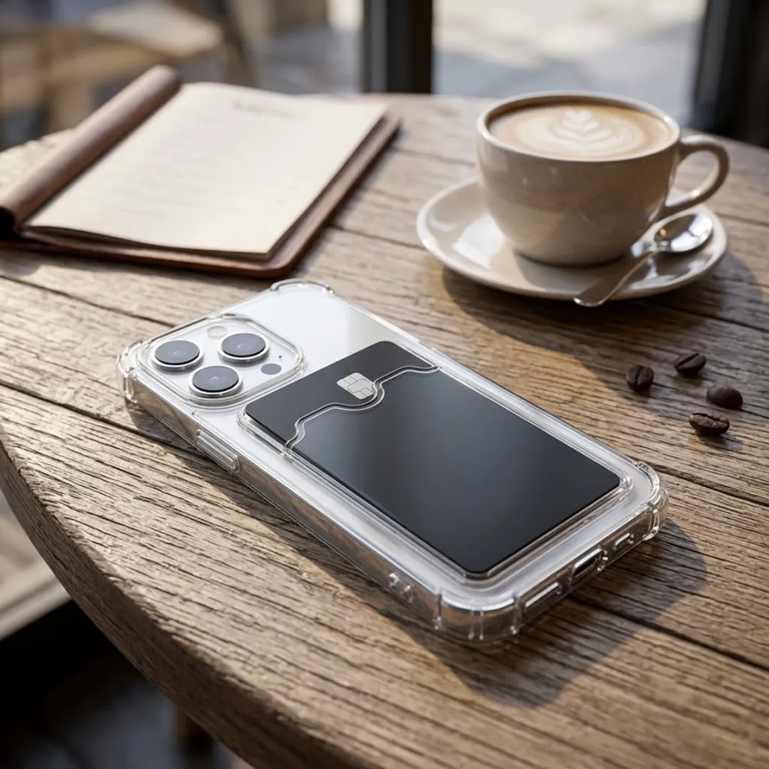 NUVEX Transparant iPhone 14 Pro Hoesje - TPU met kaarthouder