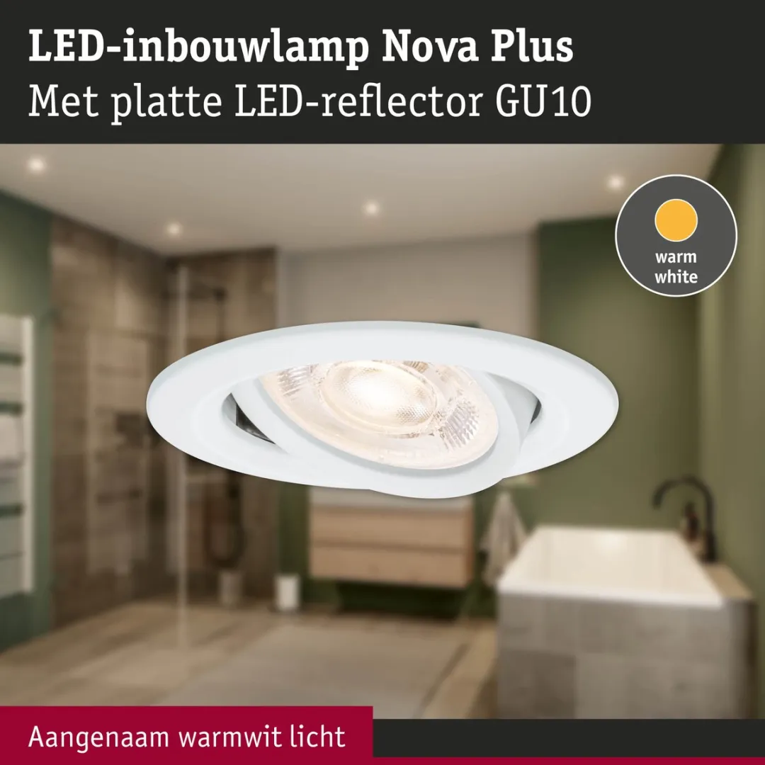 Paulmann Nova Plus GU10 LED-inbouwlamp 4,9W 550lm - IP65 - 2700K Wit mat
