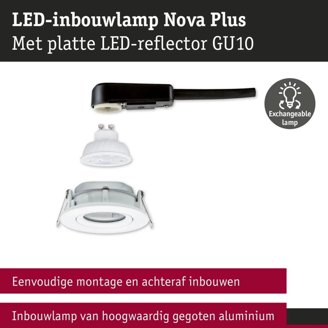 Paulmann Nova Plus GU10 LED-inbouwlamp 4,9W 550lm - IP65 - 2700K Wit mat