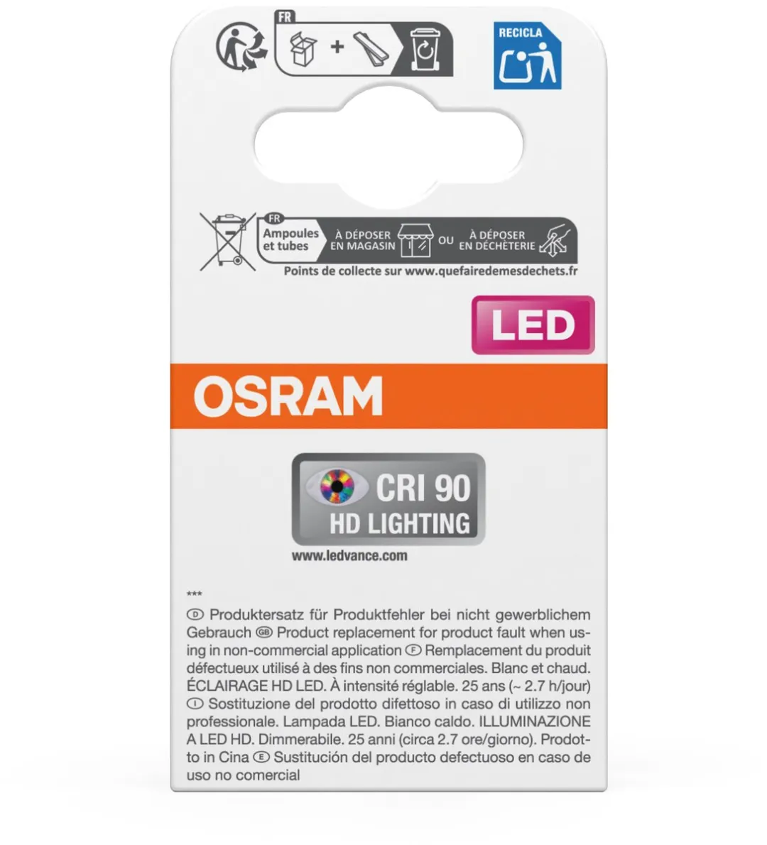 Osram LED-lamp GU10 3,7W Warm wit 2700K - 2 Stuks - afbeelding 6 van 6