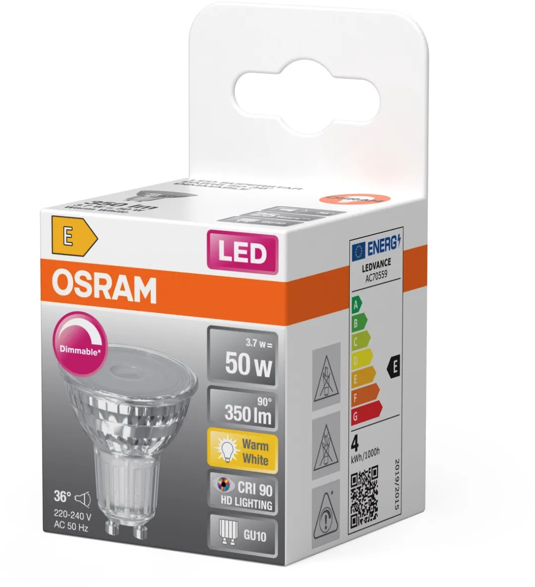 Osram 4099854457487 LED-lamp Warm wit 2700 K 3,7 W GU10 E