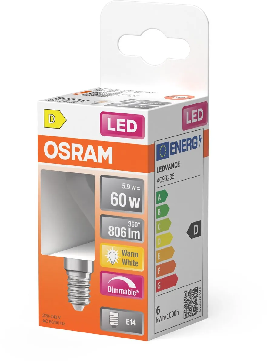Osram LED Classic P45 E14 6.5W 806lm - Warm wit