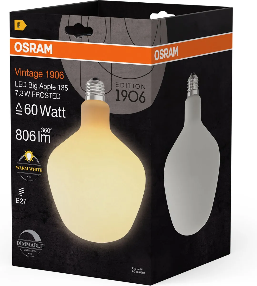 Osram Vintage 1906 Big Apple LED Lamp 7,3W 806lm E27 - Warm wit - CRI 80
