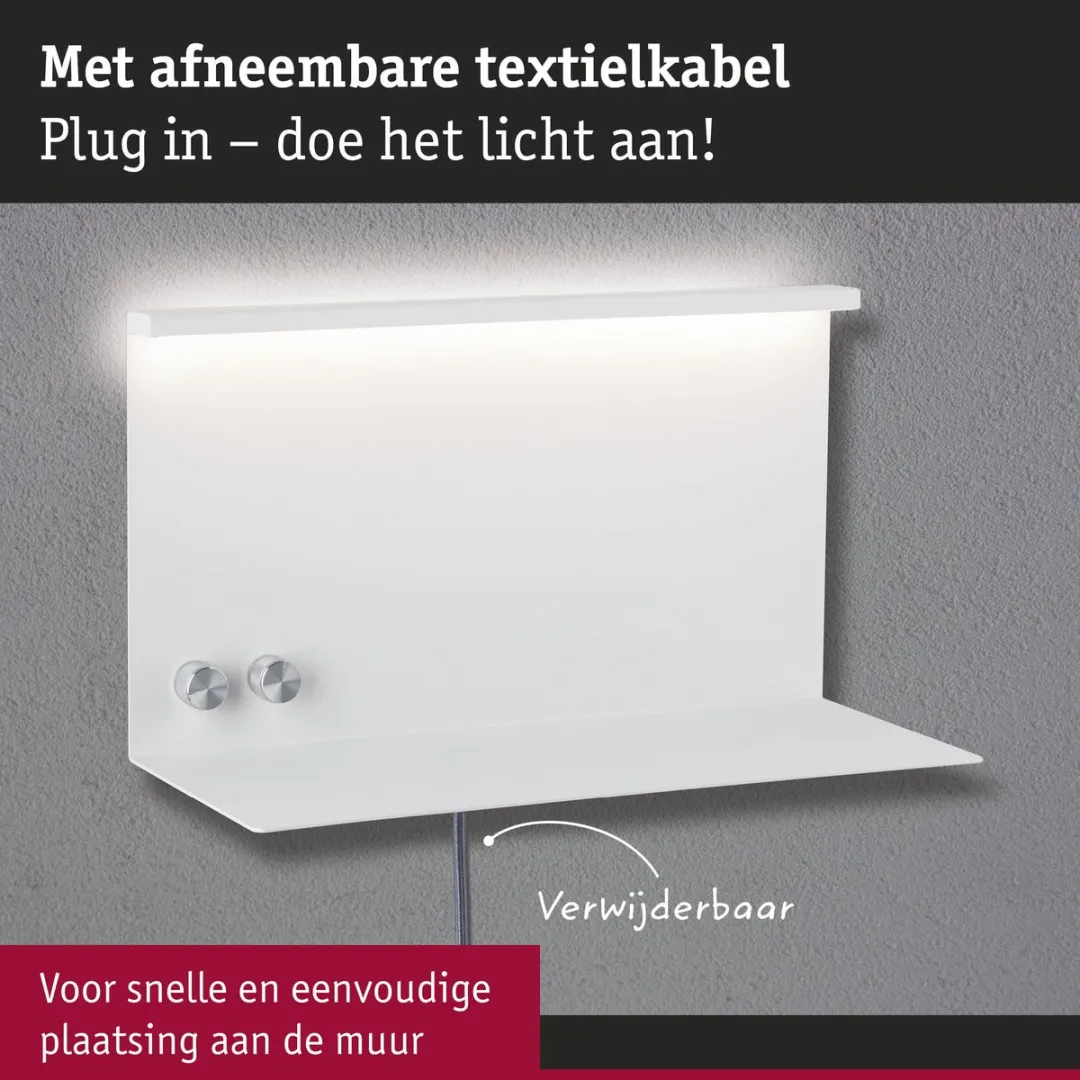 Paulmann LED Wandlamp Jarina USB-C 3000K 400lm - 230V - Wit mat
