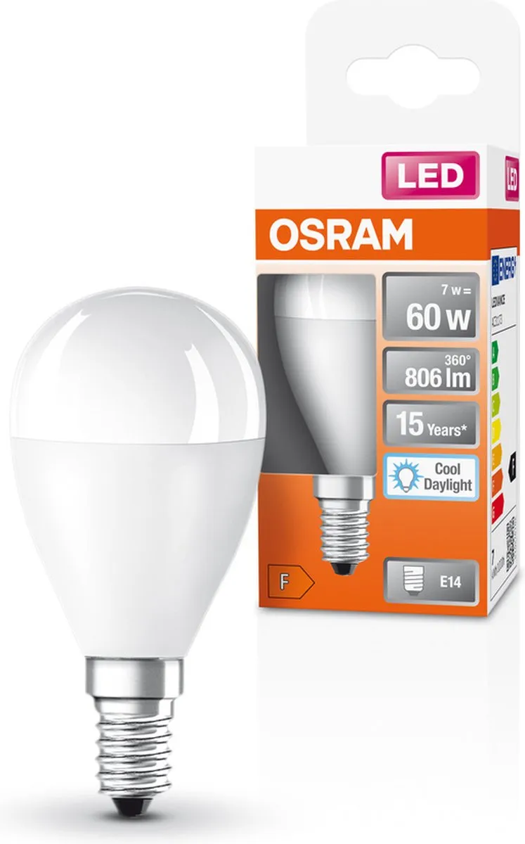 Osram LED Miniball E14 7.5W 6500K Mat - 1 Stuk
