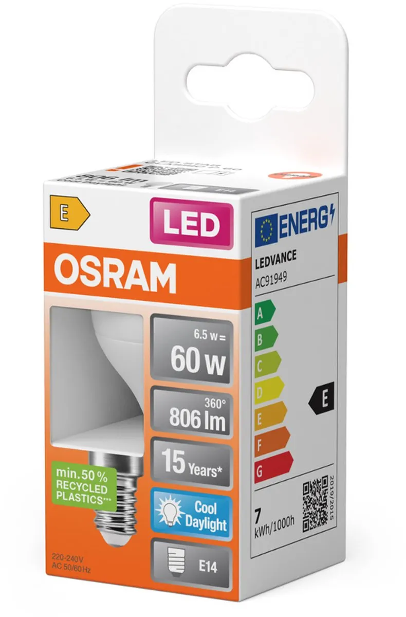 Osram LED Miniball E14 7.5W 6500K Mat - 1 Stuk - afbeelding 6 van 6