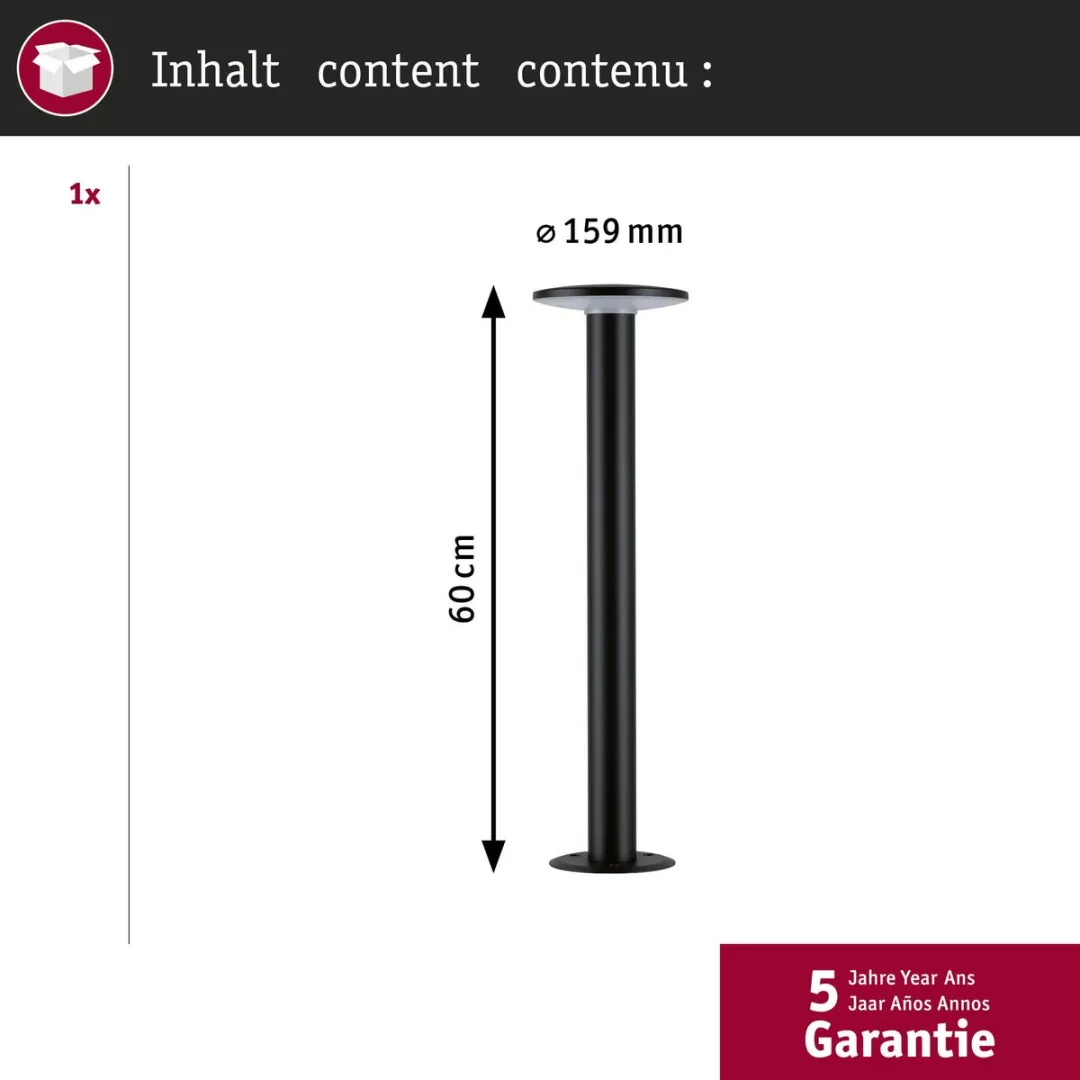 Paulmann LED Bolderlamp Zigbee 3.0 Plate IP44 600mm RGBW+ - Antraciet - afbeelding 6 van 6