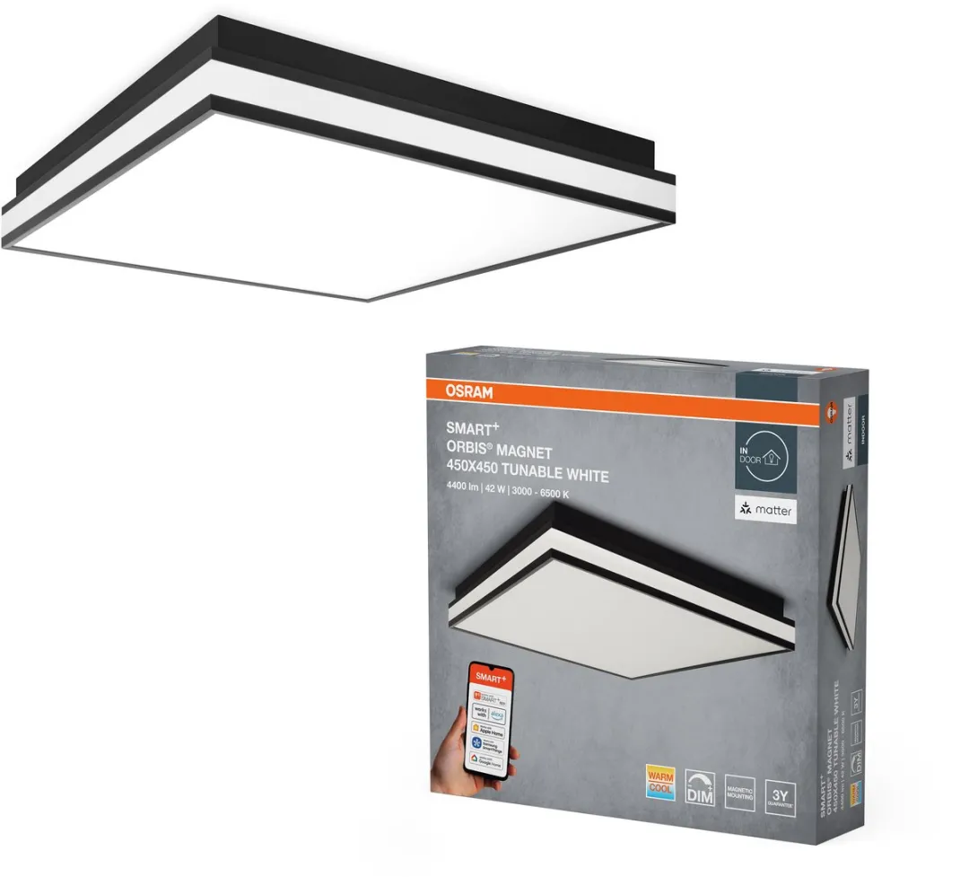 Osram SMART+ Matter Magnet Plafondlamp 450x450mm 42W - Zwart