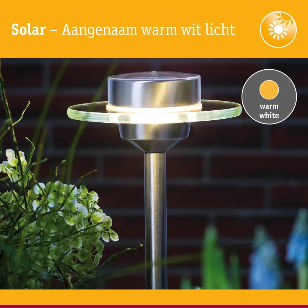 Paulmann Solar LED Tuinspots Ufo IP44 3000K - Edelstaal 15cm