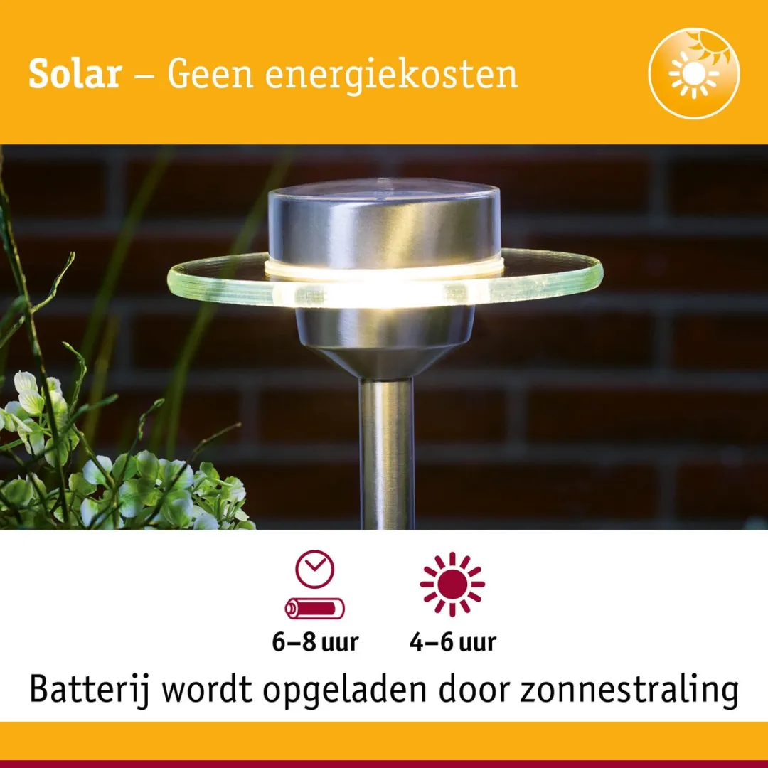 Paulmann Solar LED Tuinspots Ufo IP44 3000K - Edelstaal 15cm