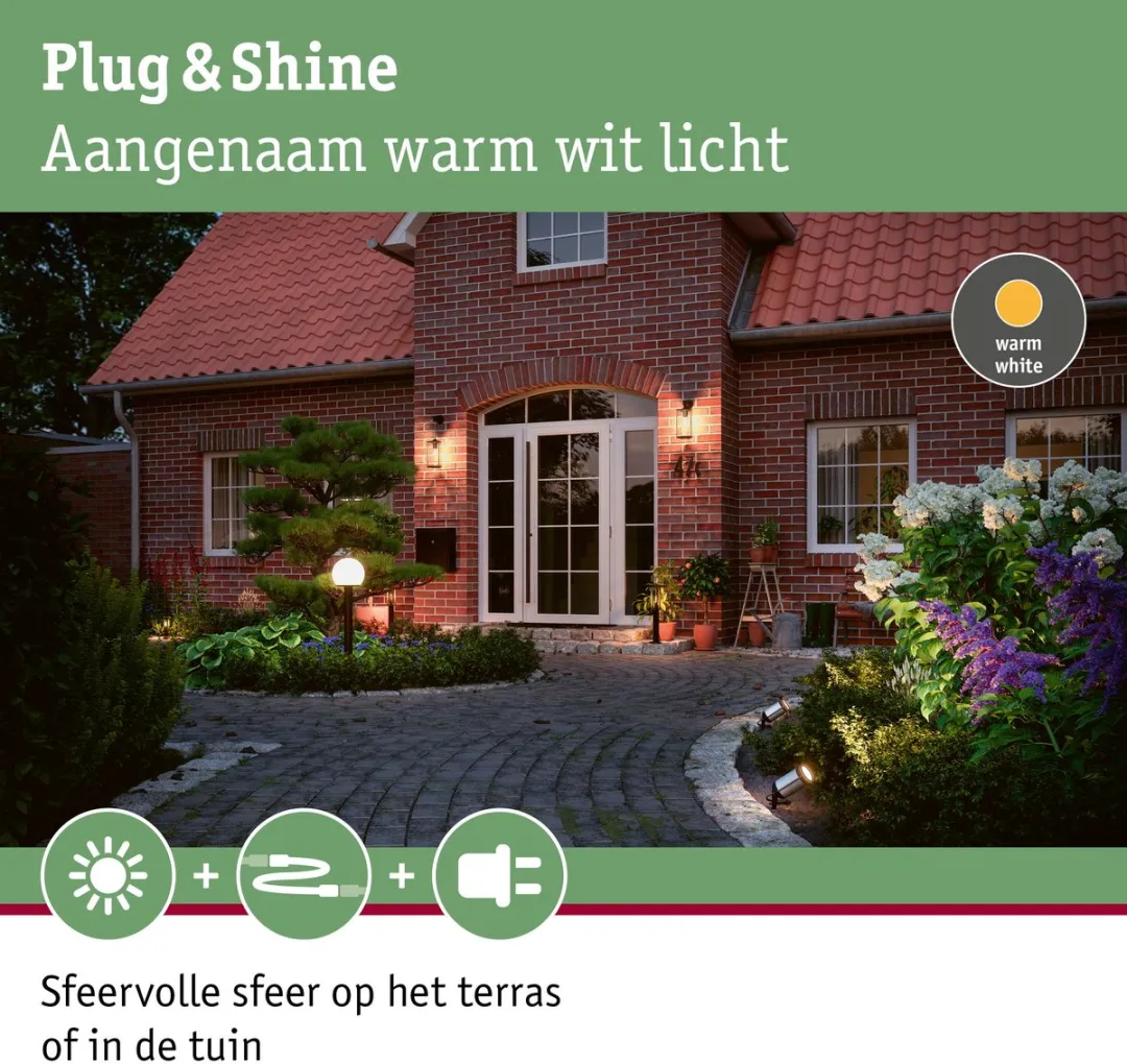 Paulmann Plug & Shine LED Tuinspot Classic 5,1W 3000K - Antraciet