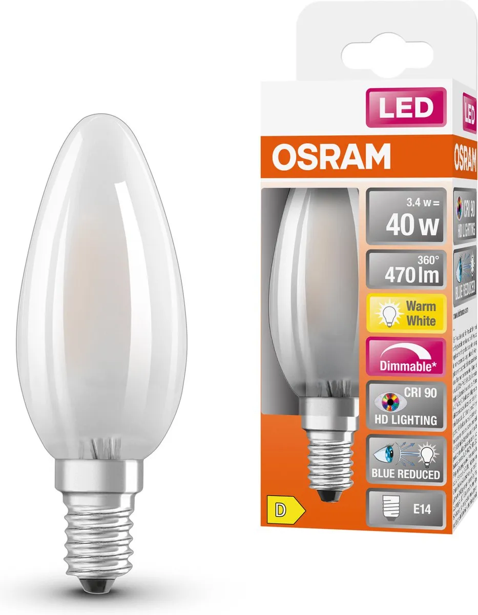 Osram E14 LED Lamp 3.4W 2700K - Mat - 300°