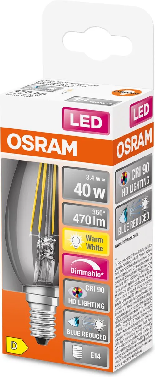 Osram E14 LED Lamp 3.4W 2700K - Mat - 300° - afbeelding 6 van 6