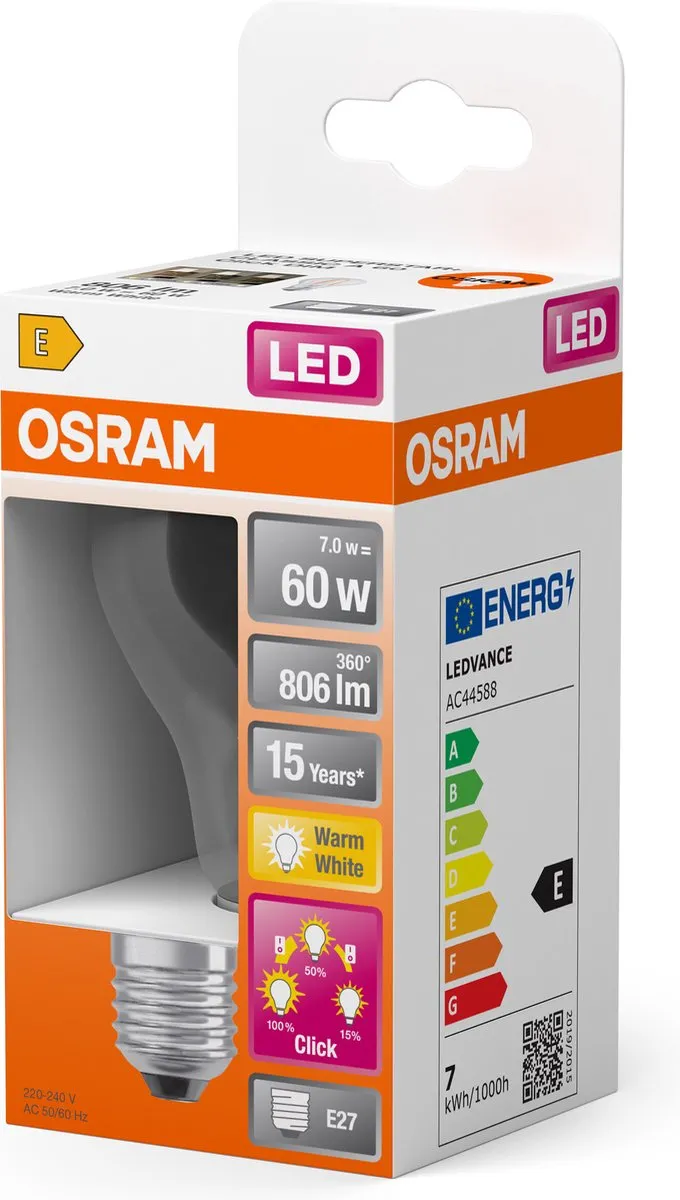 Osram LED-lamp E27 6.5W Warmwit - 1 Stuk