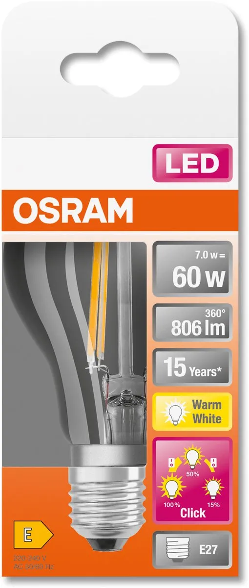 Osram LED-lamp E27 6.5W Warmwit - 1 Stuk