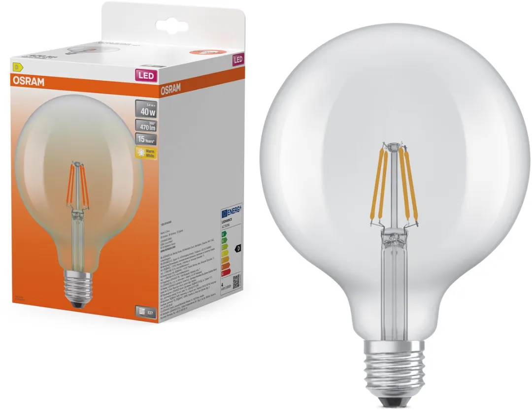 Osram LED-lamp Star Globe G125 40 Filament 3,4W - 470lm