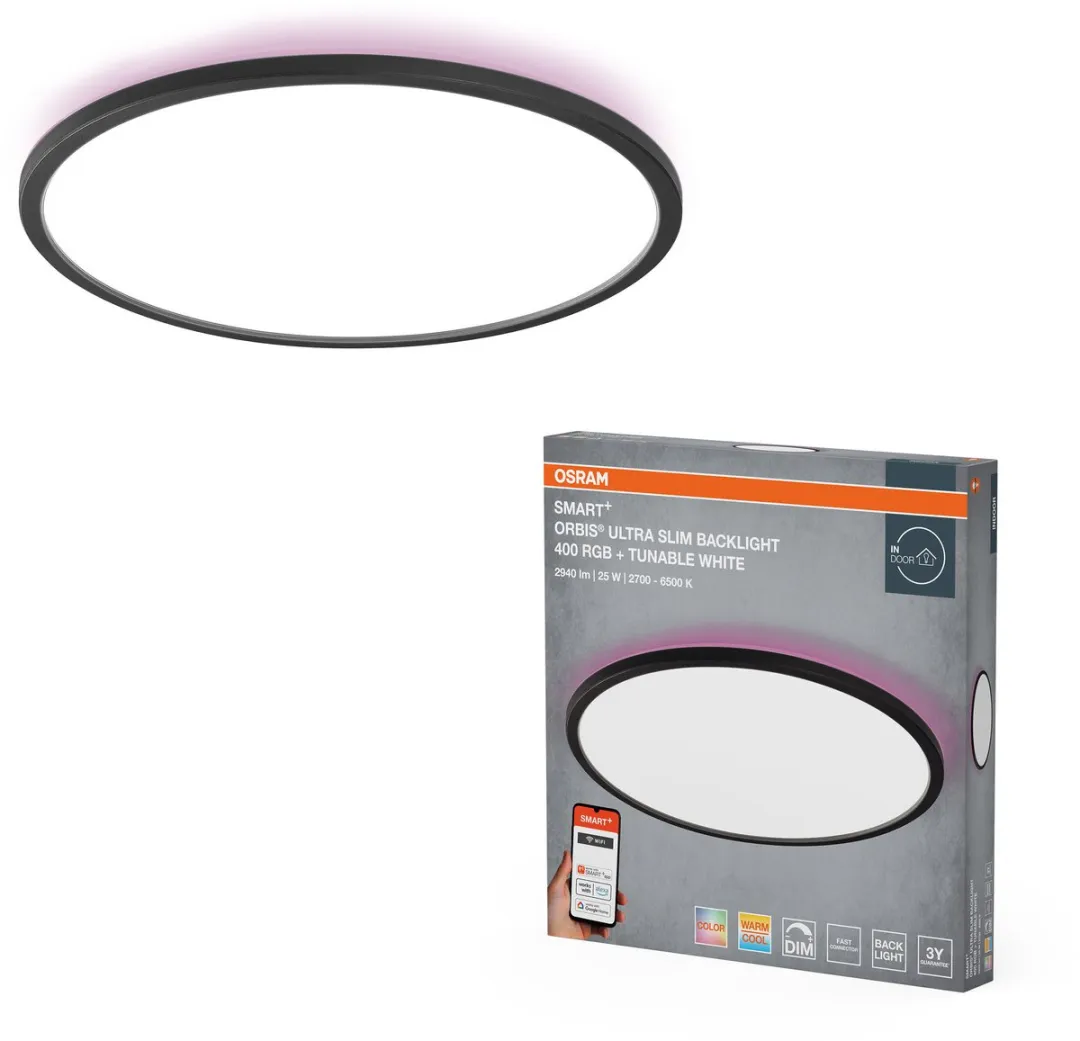 Osram SMART+ WiFi Orbis Ultra Paneelverlichting 400mm - 25W RGBW - Zwart