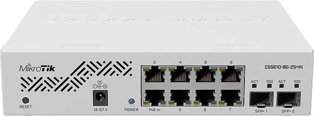 MikroTik CSS610-8G-2S+IN Cloud Smart Switch - 8x Gigabit PoE - 2x SFP+