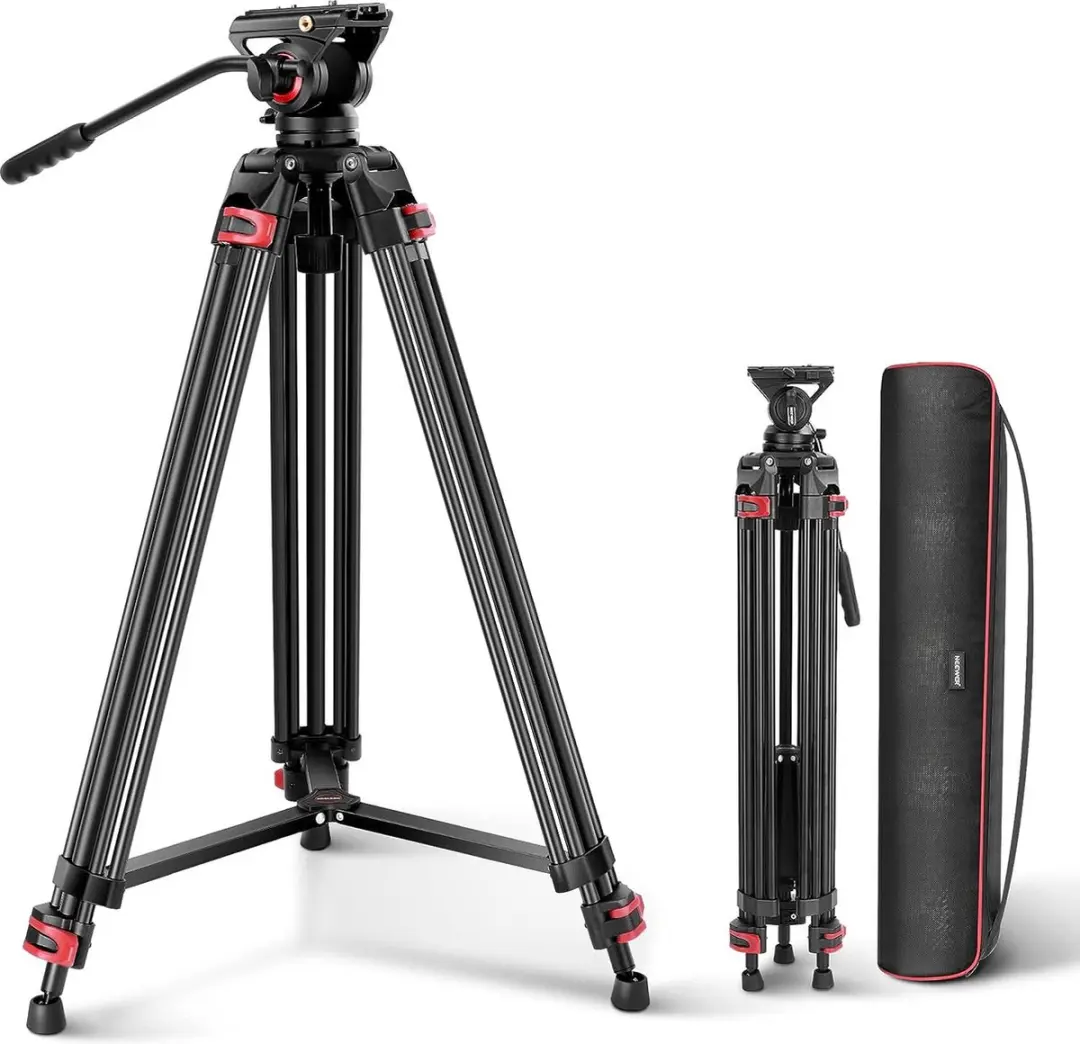 553 Neewer® 74 inch Professioneel Videostatief met Vloeistofkop, Robuust Alumin