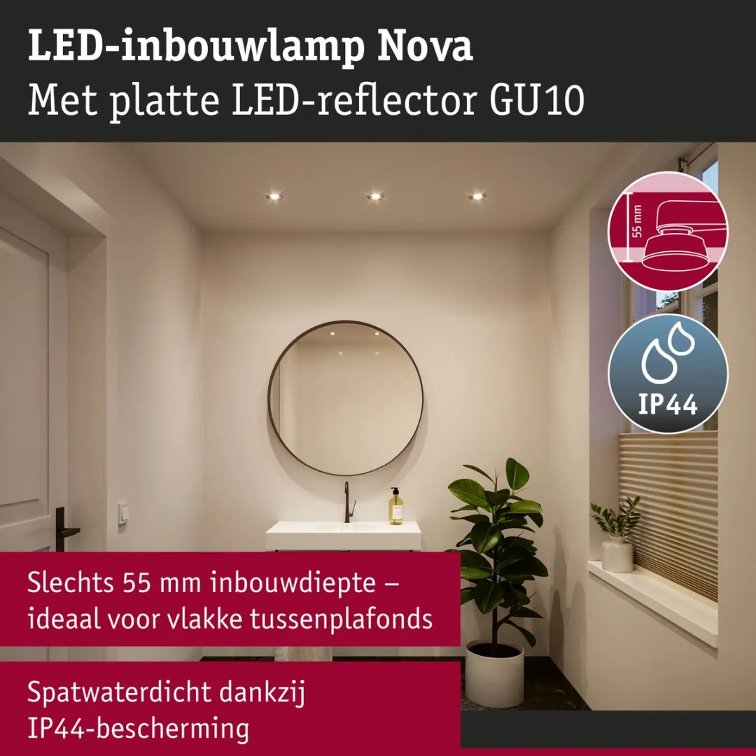 Paulmann Nova GU10 LED-inbouwlamp 3x4,9W 550lm 2700K - Chroom