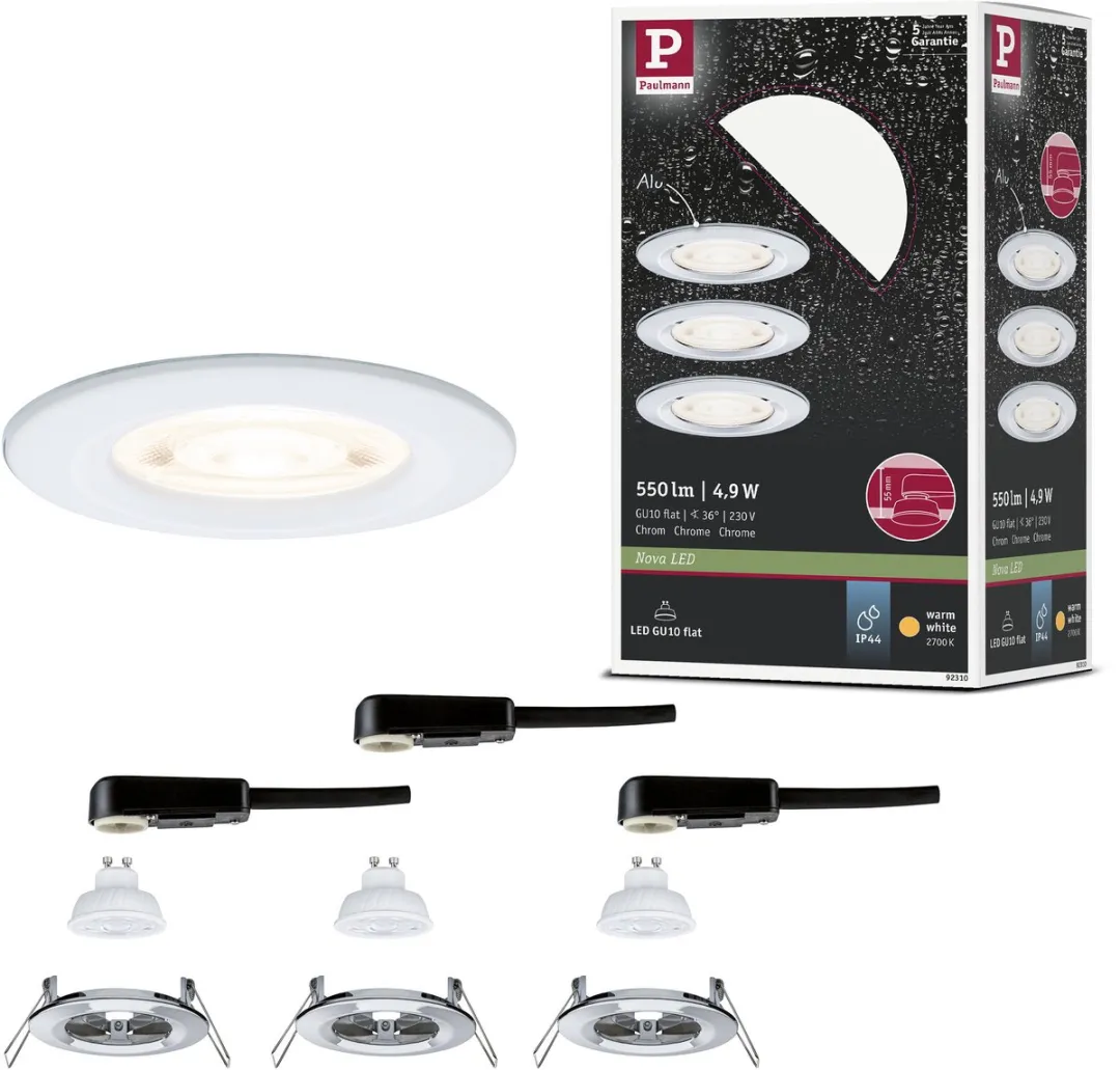 Paulmann Nova GU10 LED-inbouwlamp 3x4,9W 550lm 2700K