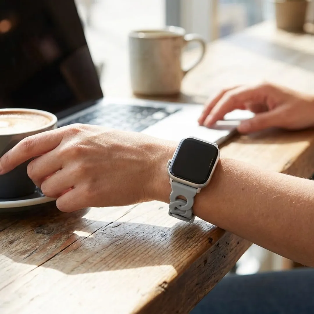 NUVEX Horlogebandje Apple Watch 42-49mm - Ultra dun Silicone Grijs