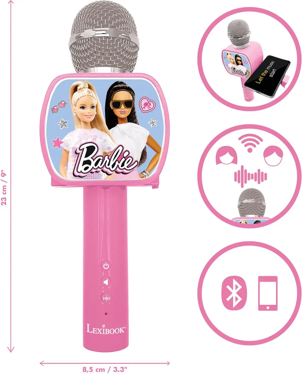 Barbie Draadloze Microfoon met luidspreker, stemvervormer, uitschuifbare telefoo
