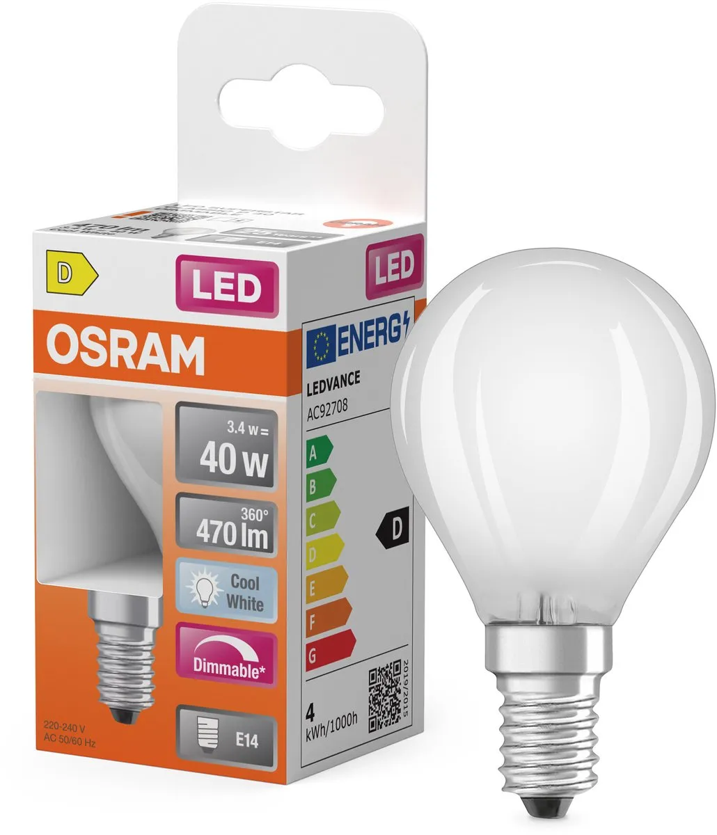 Osram LED Superstar P40 Globe Filament 3,4W - 470lm E14 Mat