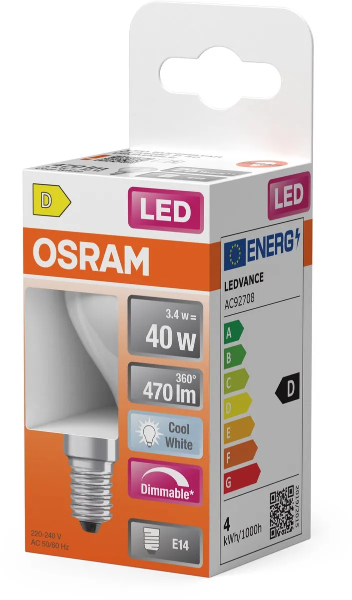 Osram LED Superstar P40 Globe Filament 3,4W - 470lm E14 Mat