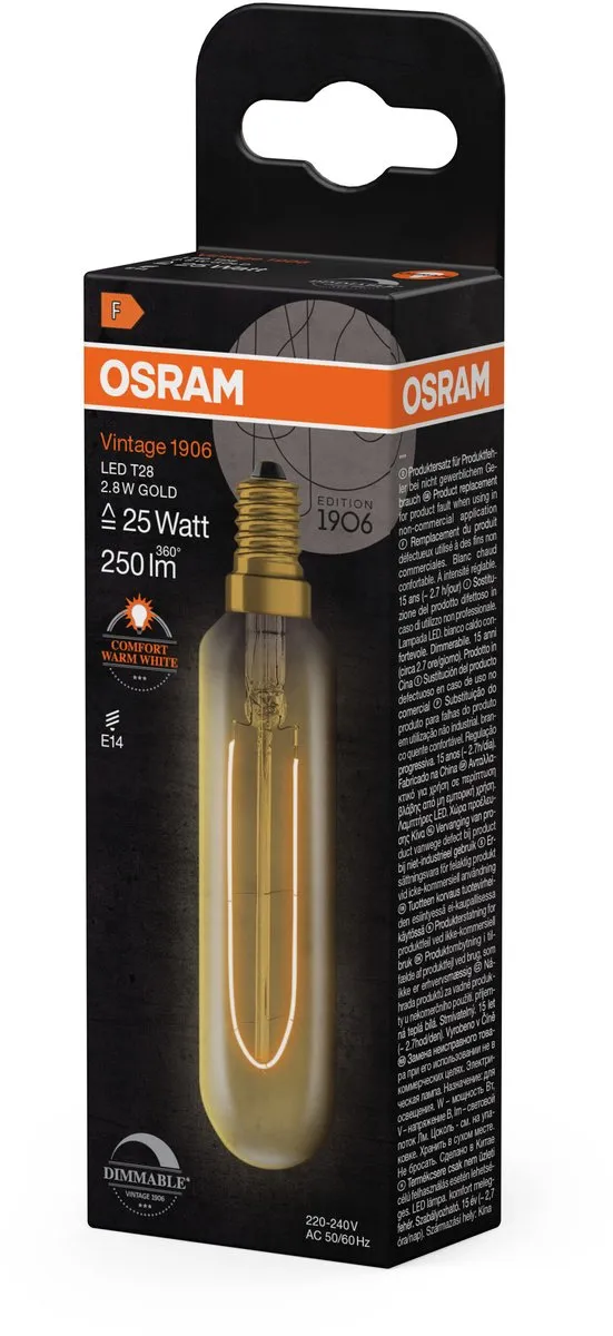 Osram LED-buis Vintage 1906 T28 2,8W E14 - Warm wit - Goud