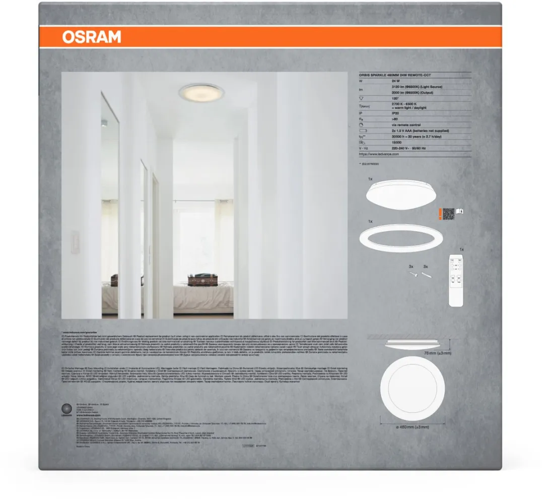 Osram Orbis Sparkle LED Plafondlamp 24W - 500mm - Wit