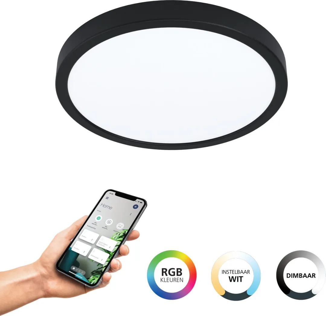 EGLO connect.z Fueva-Z Smart Opbouwlamp Ø28,5cm - Zwart/Wit - Zigbee