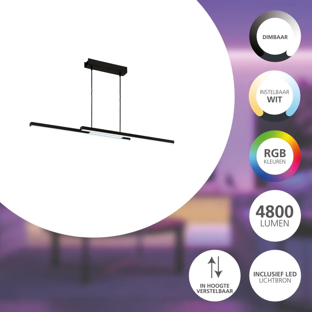 EGLO connect.z Fraioli-Z Smart Hanglamp 105,5cm - Zwart/Wit