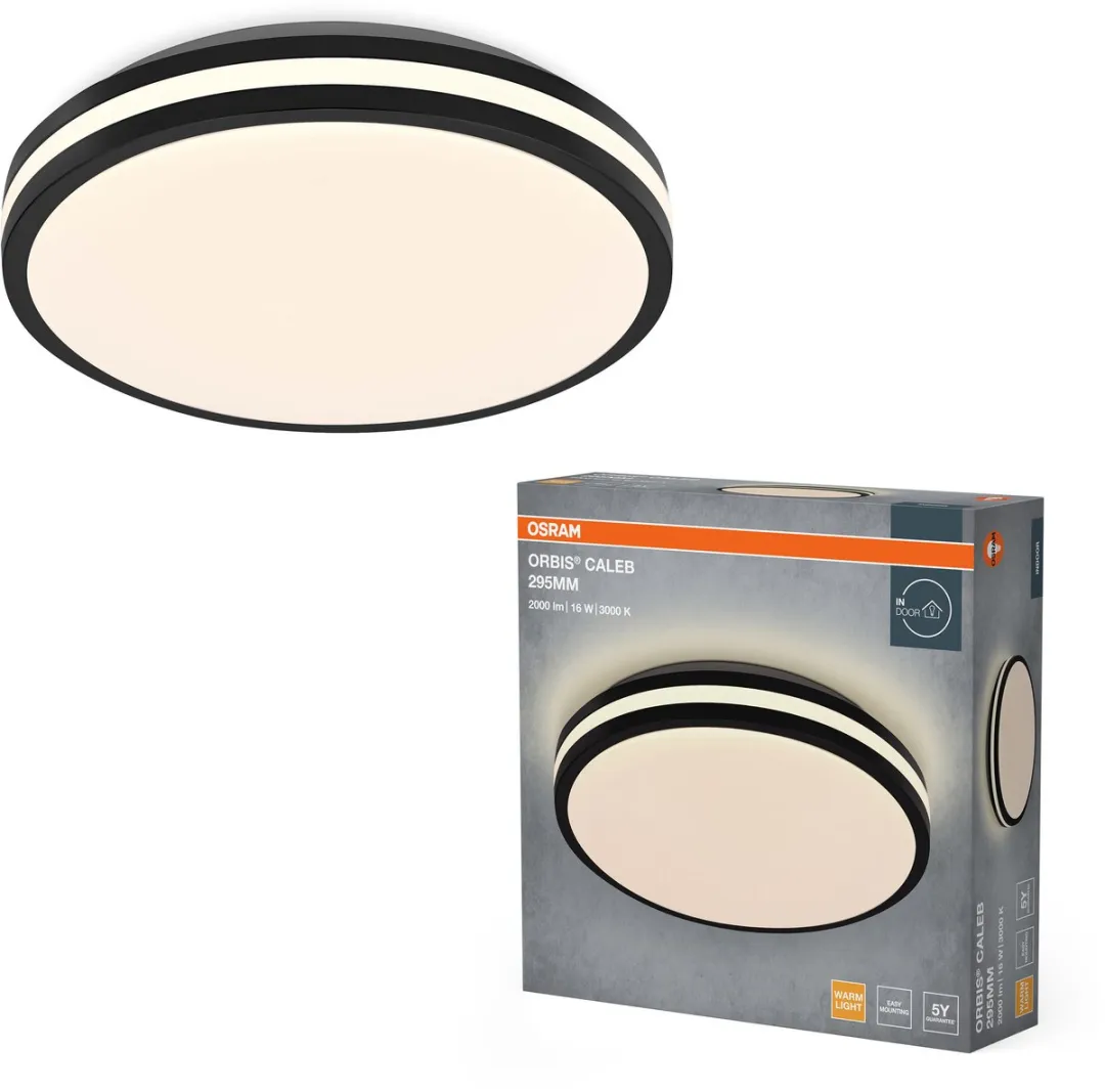 Osram Orbis Caleb LED Plafondlamp 295mm - 16W Warm Wit - Zwart