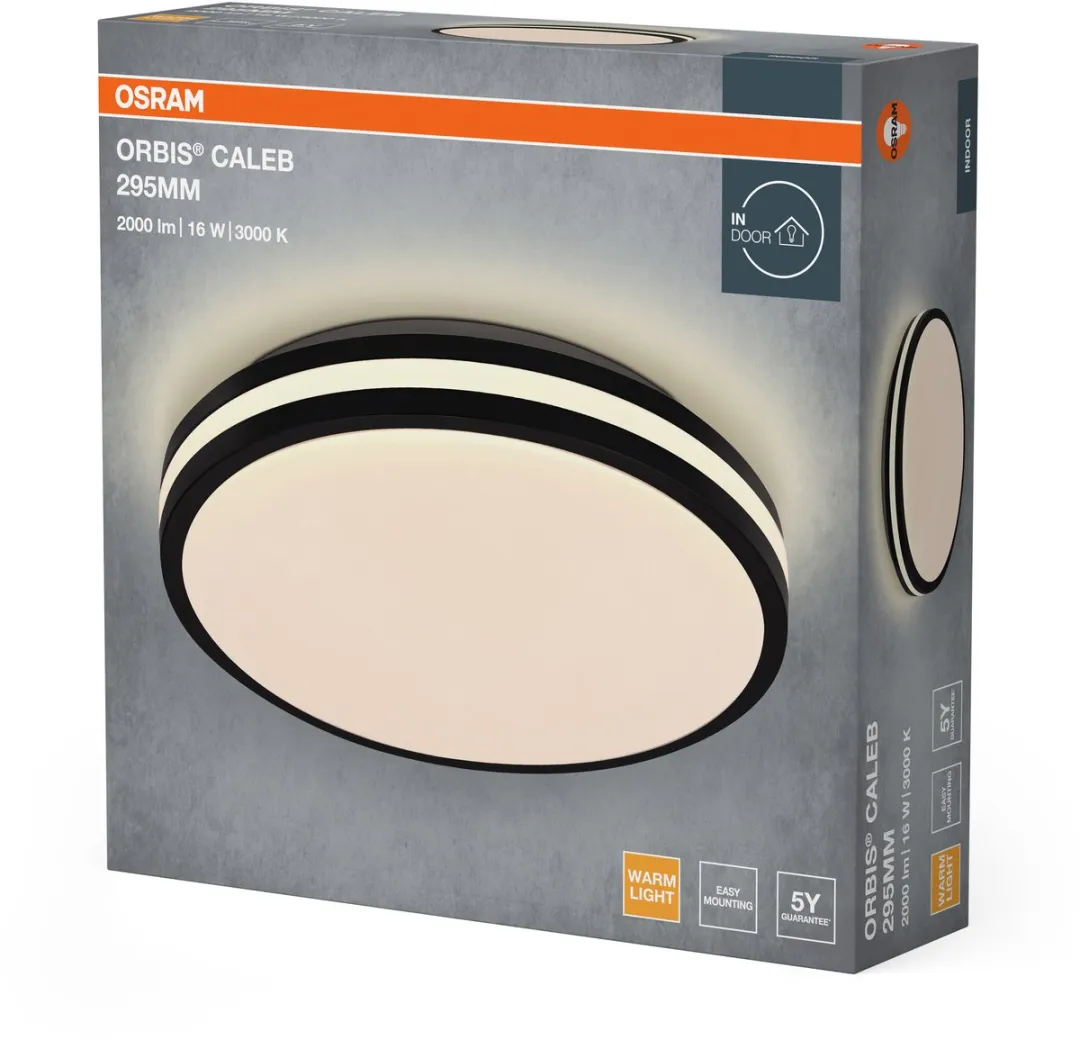 Osram Orbis Caleb LED Plafondlamp 295mm - 16W Warm Wit - Zwart