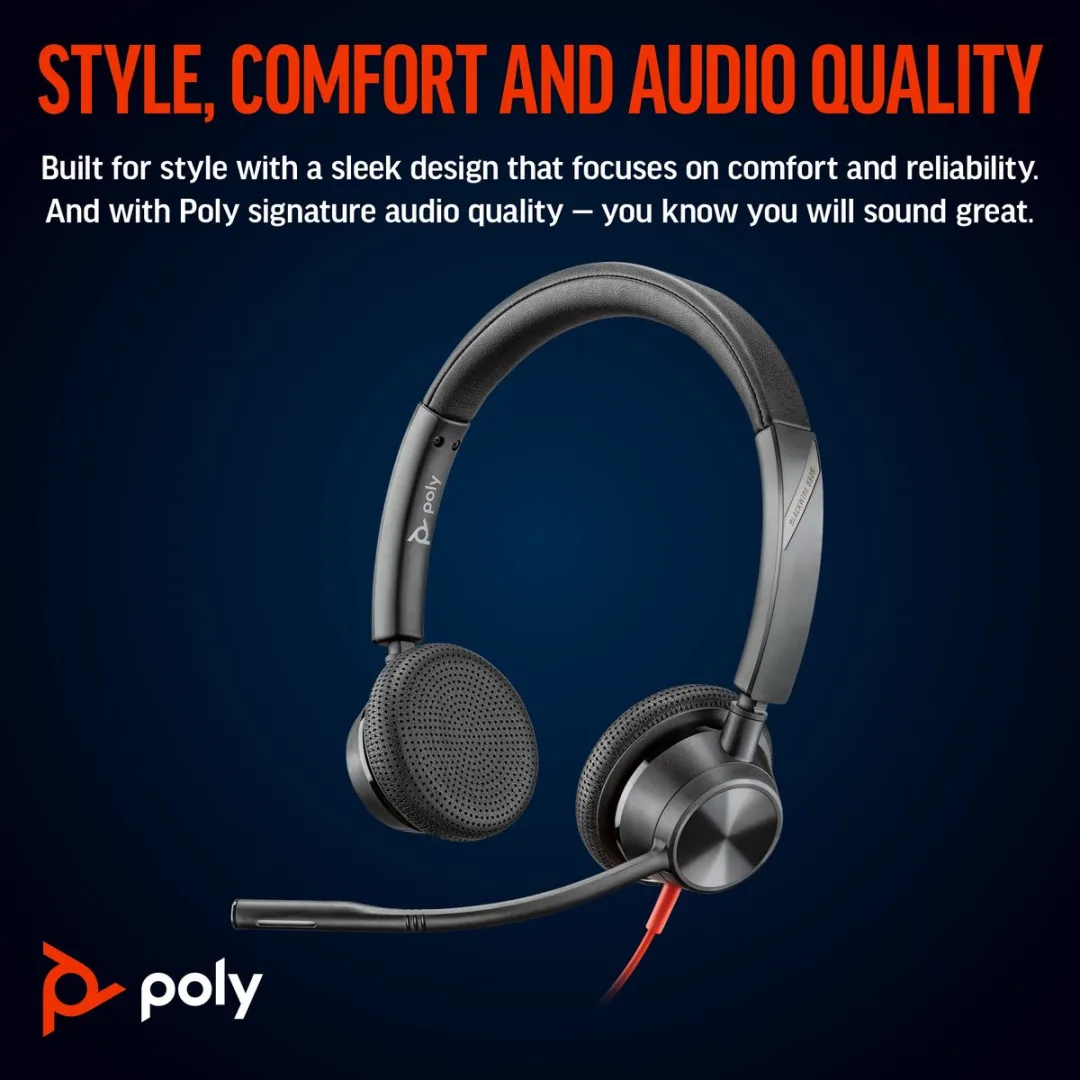 HP Poly Blackwire C3325 Headset - Zwart