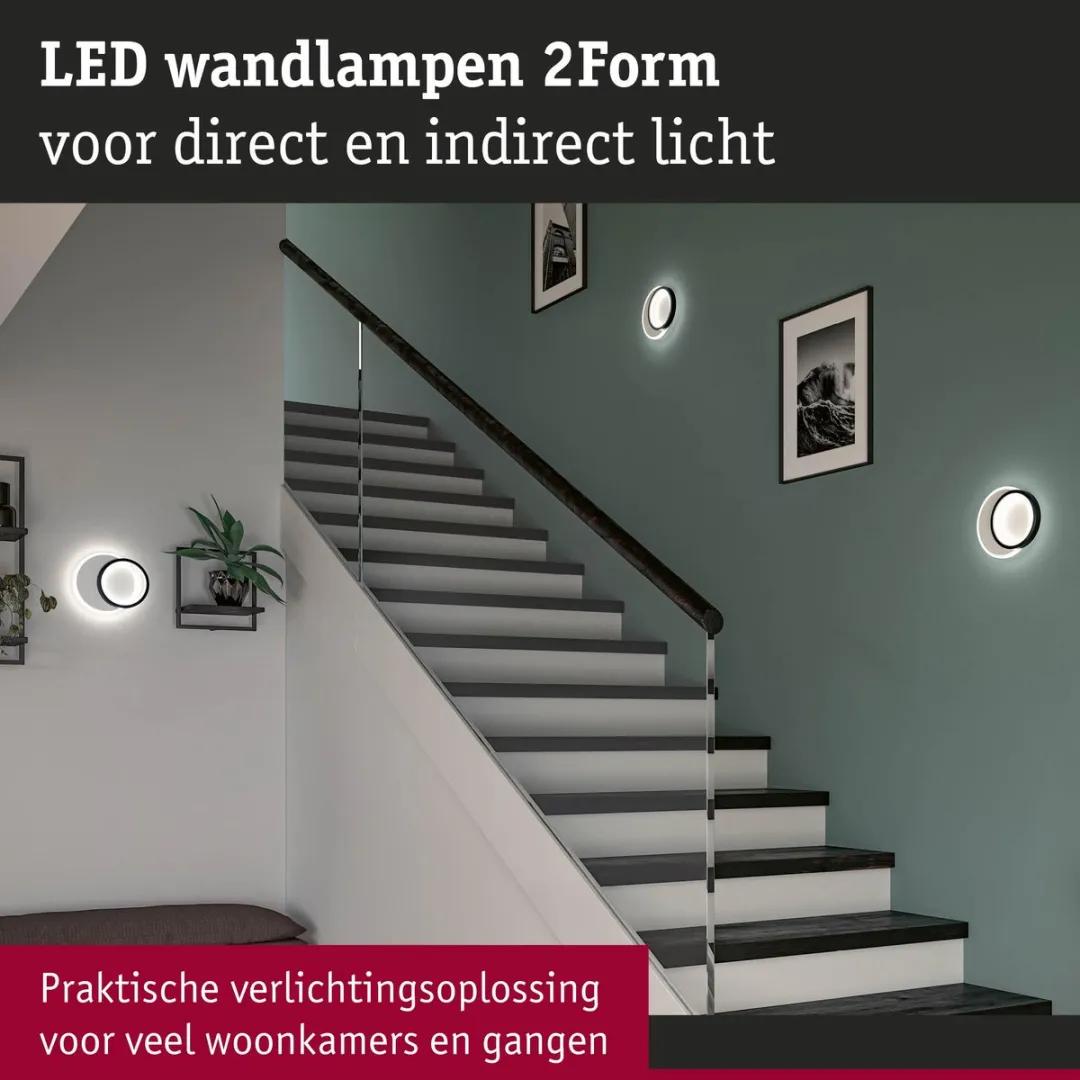 Paulmann 2Form LED Wandlamp 7W 4000K - Wit/Zwart