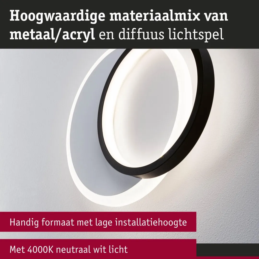 Paulmann 2Form LED Wandlamp 7W 4000K - Wit/Zwart - afbeelding 6 van 6