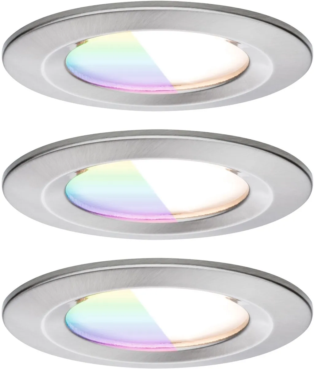 Paulmann Nova Coin LED Inbouwlamp 78mm RGBW 3x6W 1500lm - Staal