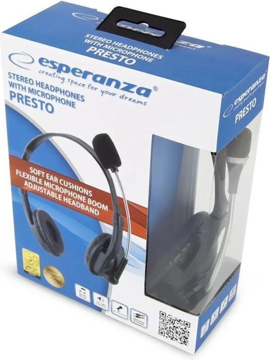 Esperanza Presto EH115 Hoofdtelefoon met Microfoon - Zwart - afbeelding 3 van 6