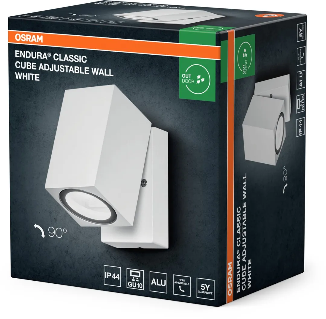 Osram Endura Classic Cube ADJ Wandlamp Wit GU10 IP44 - afbeelding 6 van 6