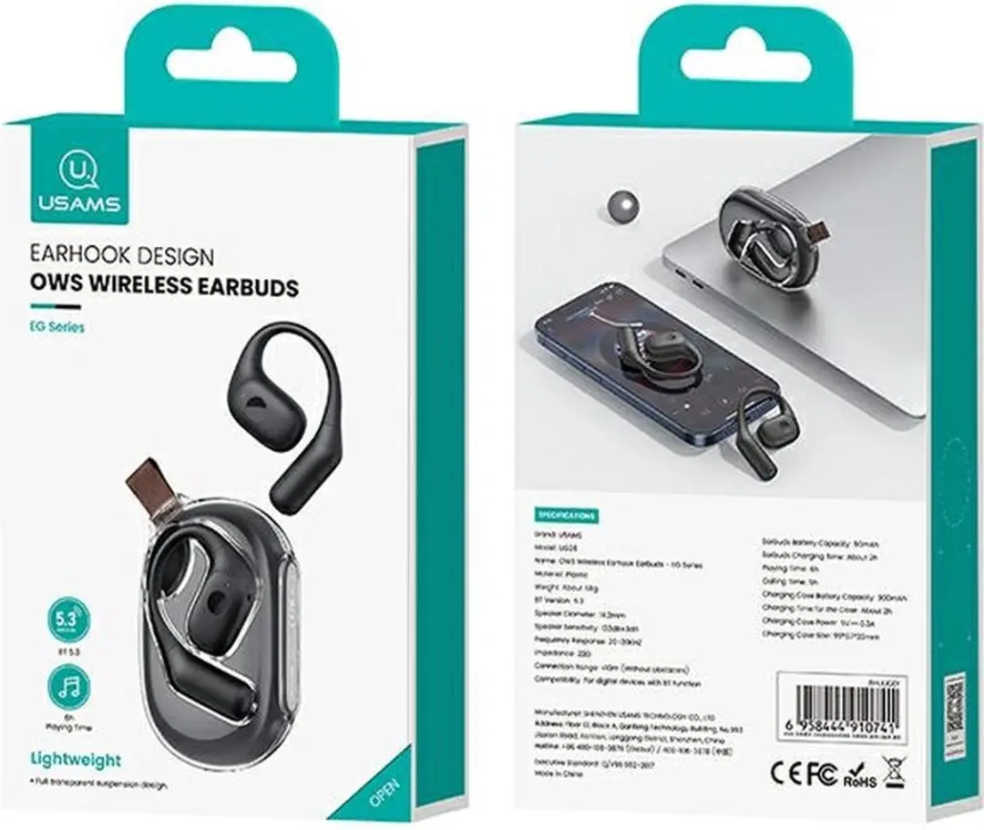 USAMS G26 OWS Draadloze Hoofdtelefoon BHUUG02 - Wit - afbeelding 2 van 5