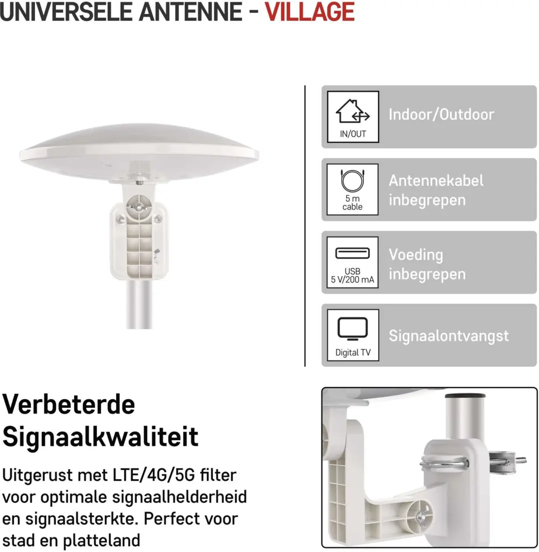 EMOS Village Moon-V900 Antenne - DVB-T2 - Grijs - afbeelding 5 van 6