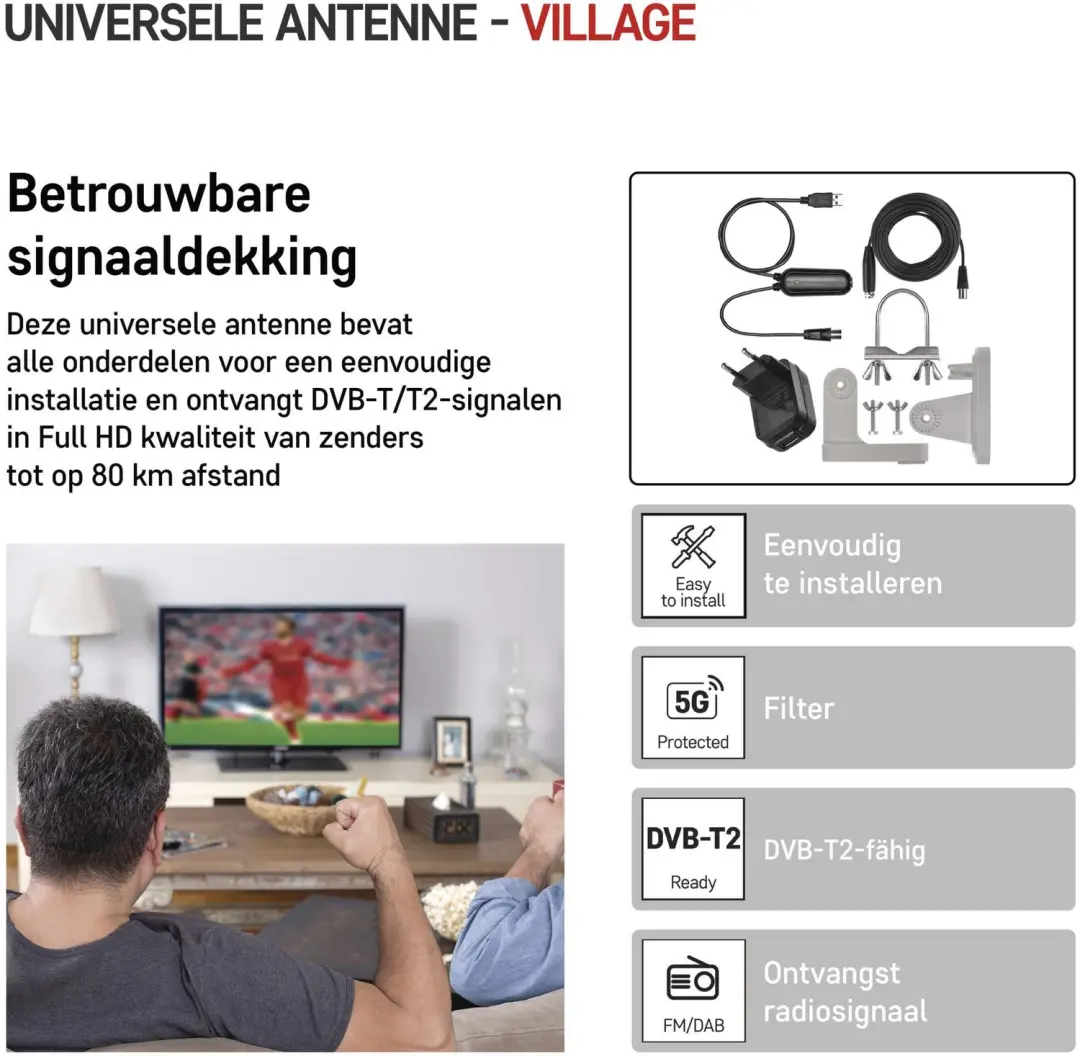 EMOS Village Moon-V900 Antenne - DVB-T2 - Grijs - afbeelding 6 van 6