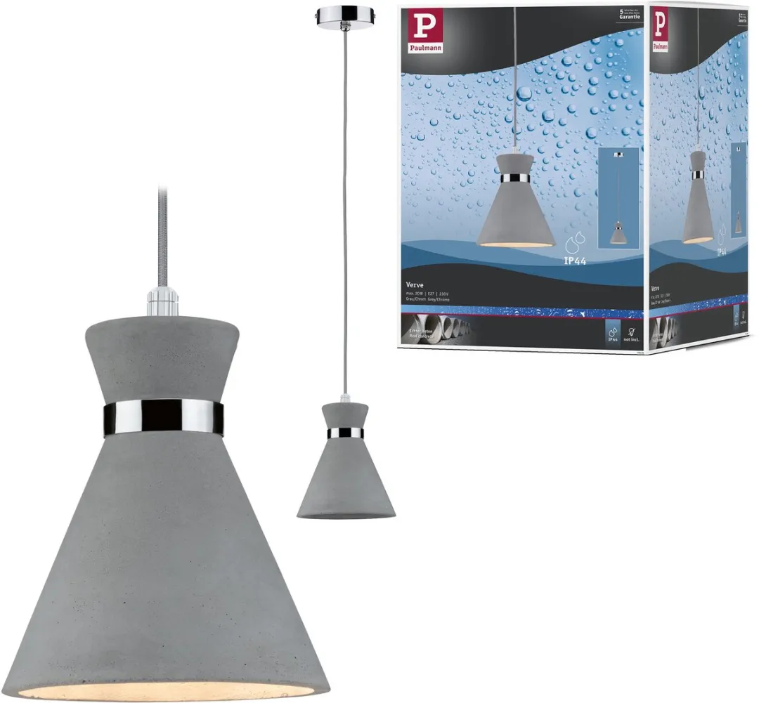 Paulmann Verve Hanglamp IP44 E27 20W - Grijs/Chroom