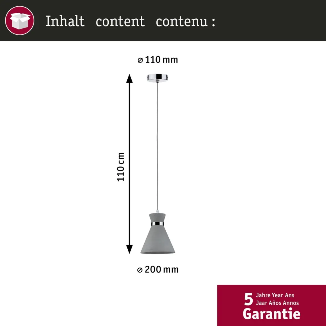 Paulmann Verve Hanglamp IP44 E27 20W - Grijs/Chroom - afbeelding 6 van 6